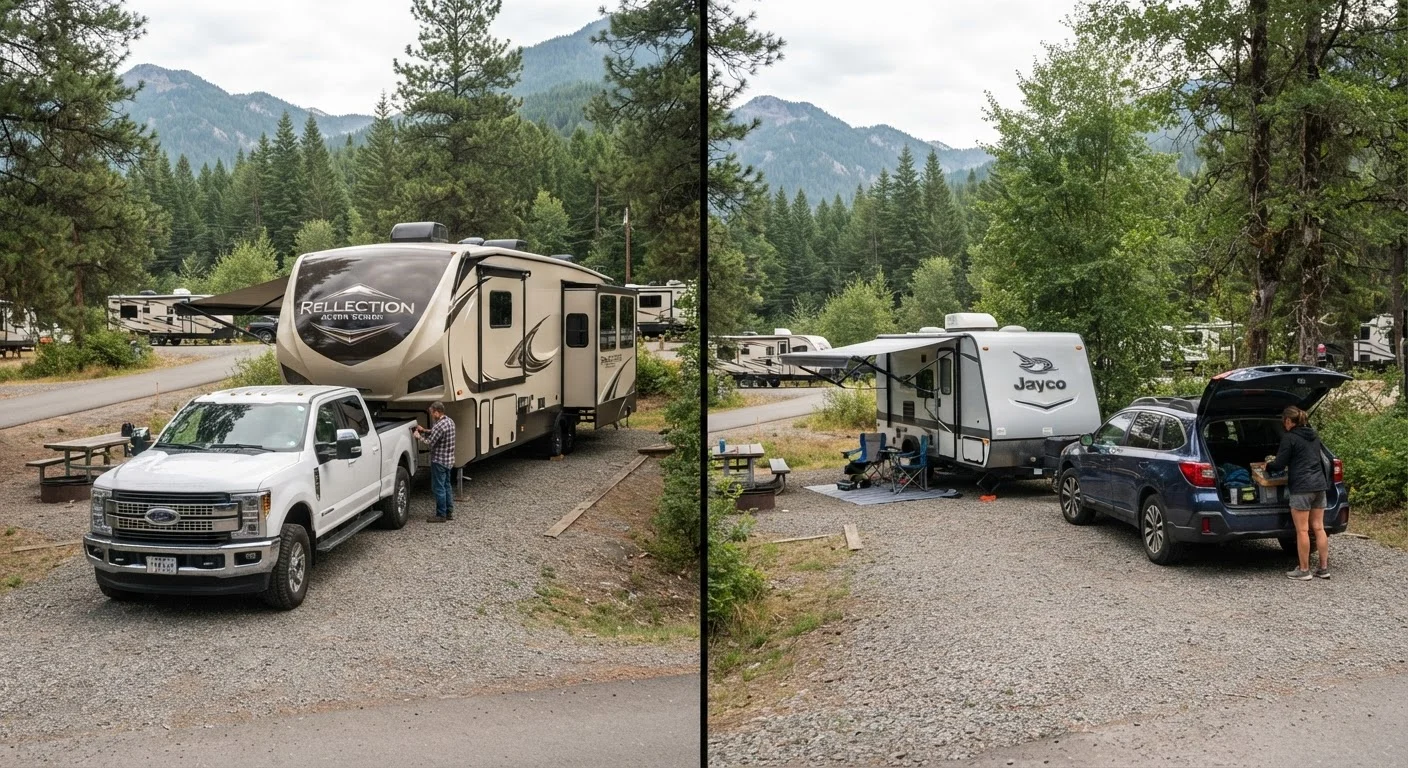 Fifth Wheel vs. Travel Trailer: Towing, Hitching, and Living Space Compared