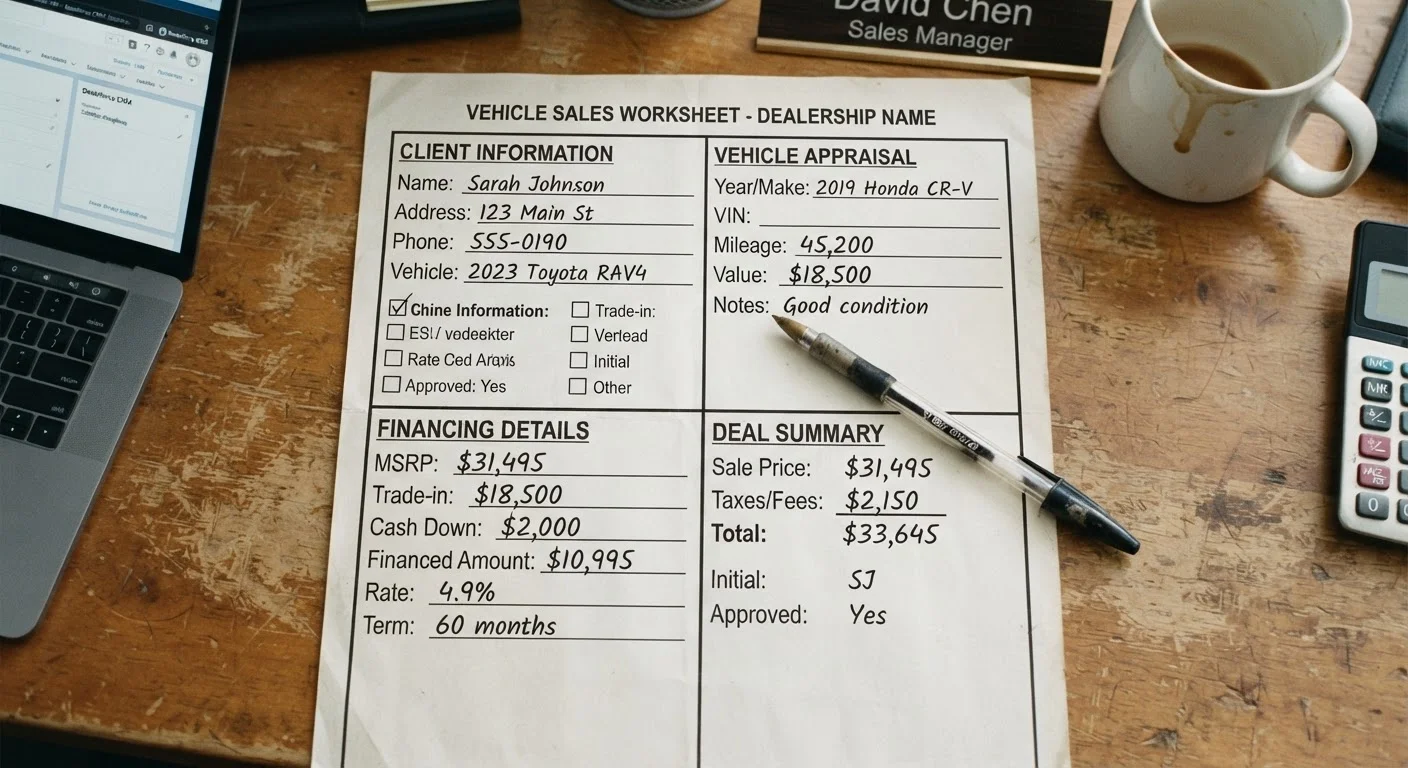Reading a Dealer's Four-Square Worksheet
